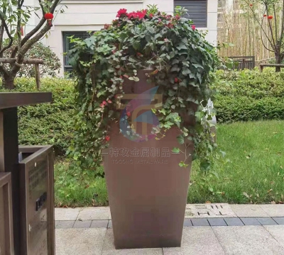 中式售樓部不銹鋼花箱花盆_特攻金屬花箱廠家_不銹鋼花箱花盆園林綠化定制